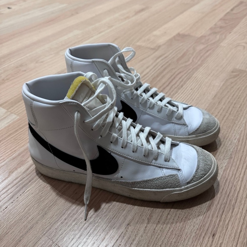 Nike White and Black High-Top Sneakers with Vintage Design